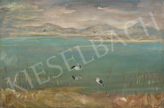 For sale  Molnár C., Pál - View of Lake Balaton with Storks, 1930s 's painting