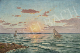 Rubovics, Márk - Sunset at Lake Balaton with Tihany in the Background 