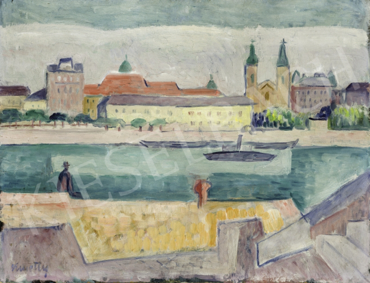  Kmetty, János - The View of Budapest with the Rác Bath, 1920s painting