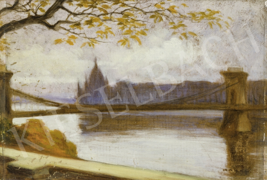  Markó, Ernő - The Chain Bridge with the Houses of Parliament, c. 1920 painting