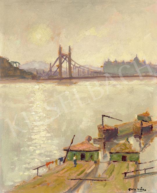 Guzsik, Ödön - Budapest (The Old Elisabeth Bridge with the Buda Castle in the Background), 1930s painting