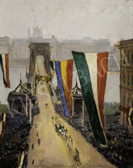 Jávor, Pál - Coronation March of Charles IV. on the Chain Brodge, 30 December, 1916 painting