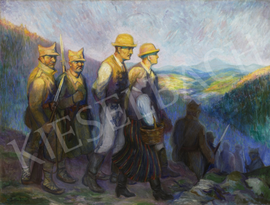  Pettes, József - Hungarian People from Transsylvania with Romanian Soldiers (Trianon), 1934 painting