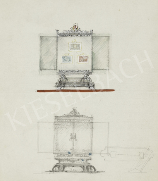 Légrády, Sándor - Designplans for the box of Miklós Horthy's stamps for the 1940 Milan triennial (7 pieces) painting