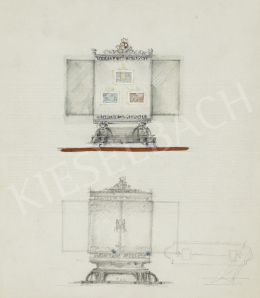 Légrády Sándor - Az 1940-es Milánói triennáléra készült Horthy Miklós bélyegek díszdobozának designtervei (7 darab) 