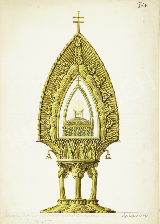  Megyer Meyer Antal - Az eucharisztikus szentségtartó kivitelezési terve, 1937–1938 festménye