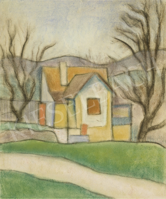 Vajda, Lajos - House with Trees, c. 1924 painting