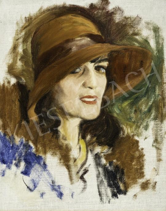 For sale  Benkhard, Ágost - Woman in a Brown Hat 's painting