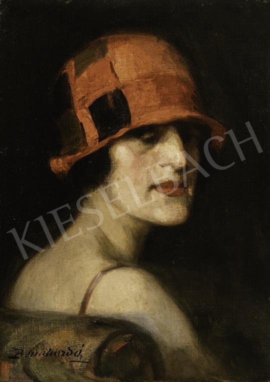 For sale  Benkhard, Ágost - Lady with a Red Artdeco Hat 's painting