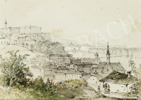  Unknown 19th Century Austrian or Hungarian Painter with C. Czerny Sign  - View from Gellért Hill towards the Buda Castle and Chain Bridge, c. 1850 painting