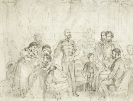  Osztrák-magyar művész 1869 körül - Ferenc József, gróf Andrássy Gyula, Erzsébet királyné, Rudolf trónörökös, Gizella főhercegnő és Mári 