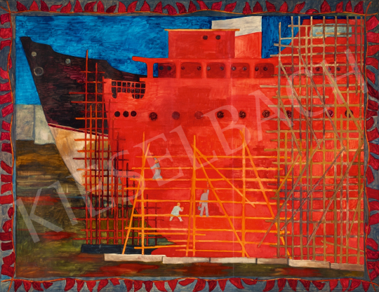 Pintér, Éva - Ship Builders, 1960s painting