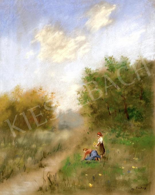  Gy. Farkas Géza  - Flower Picker Girls  painting