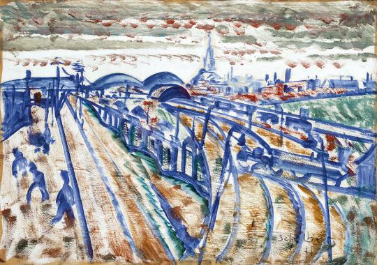 For sale  Scheiber, Hugó - Metropolitan Train Station with Early Morning Lights, c. 1922 's painting