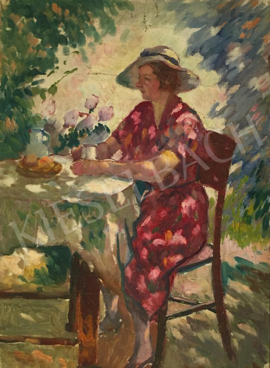 Eladó  Kássa Gábor - Délutáni pihenő a tavaszi kertben festménye