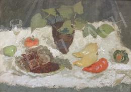 Tóth B. László - Still Life with Grape, Apple and Pepper, 1964 
