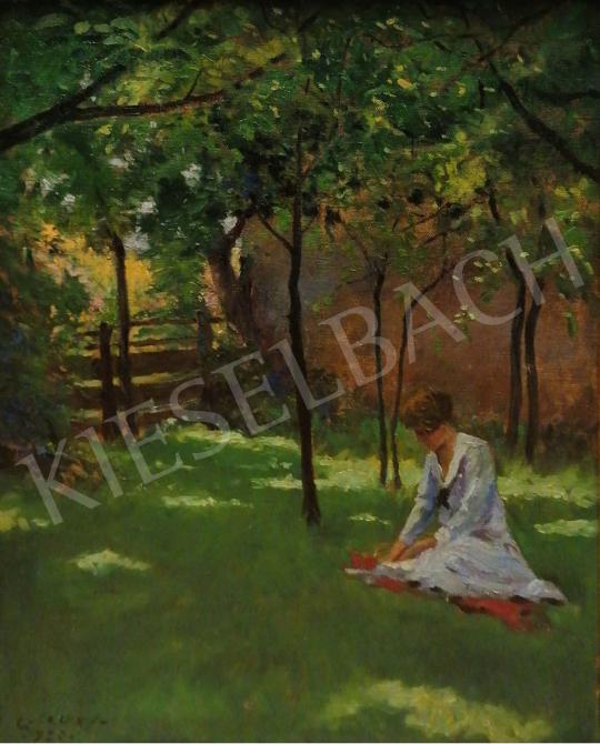 Györgyfy, György (Györgyffy György) - Afternoon Rest in the Green Garden, 1926 painting