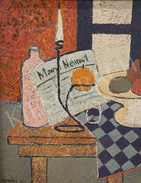 For sale Kováts Nagy, Ira - Retro Still Life with Hungarian Newspaper 's painting