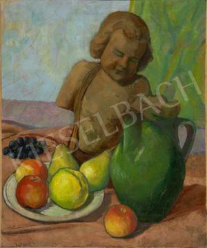 Eladó Ismeretlen festő - Asztali csendélet gyümölccsel és szoborral festménye