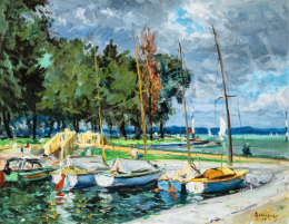  Boldizsár, István - Lake Balaton with Boats (Balatonföldvár) 