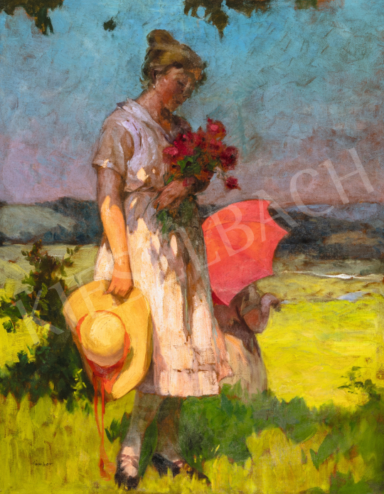  Jámbor, Lajos - Girl with Bouquet of Flowers | 66th Auction auction / 28 Lot