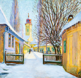 Kádár, Géza - Winter Street in Baia Mare, 1912 