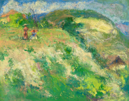 Burghardt, Rezső - Ladies with Umbrella in the Open Air 