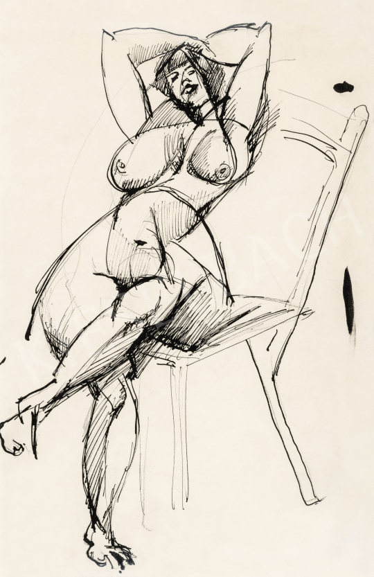 Tihanyi, Lajos, - Woman Nude in Chair, c. 1912 | 66th Auction auction / 42 Lot