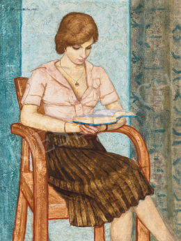 Czene Béla - Rózsaszín blúzos olvasó lány, 1978 