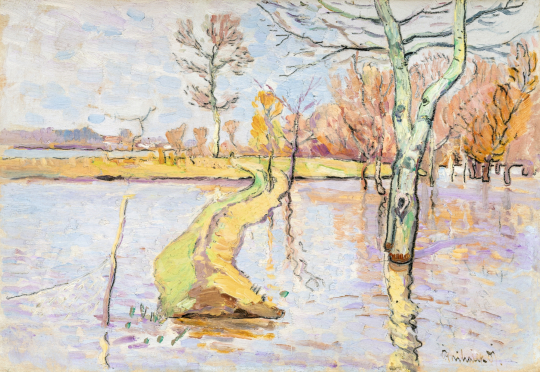 Mihalik Dániel - Tavaszi áradás (Szolnok), 1908 körül | 66. Aukció aukció / 94 tétel