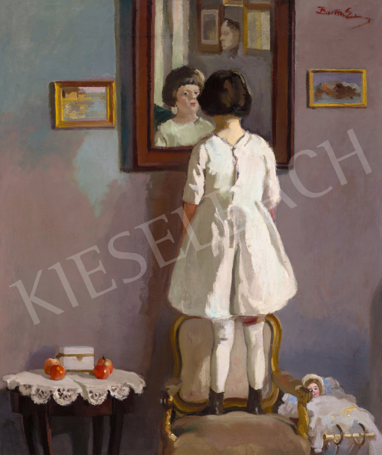 Barta Ernő - Kislány tükör előtt (Szolnoki műterem), 1910 körül | 66. Aukció aukció / 130 tétel