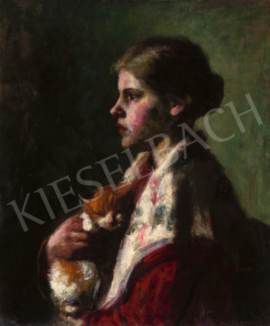  Koszta, József - Little Girl with Kitty | 66th Auction auction / 131 Lot