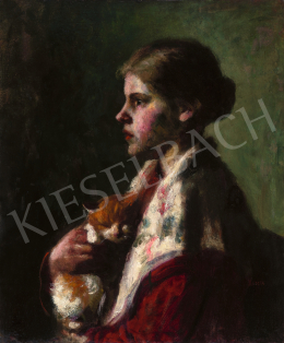  Koszta, József - Little Girl with Kitty 