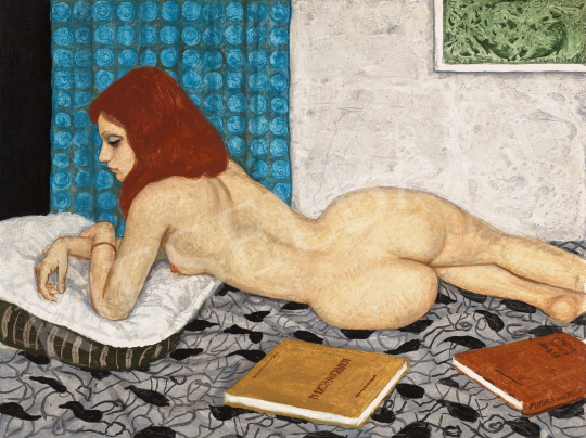  Czene, Béla jr. - Lying Female Nude with Mednyánszky Album | 66th Auction auction / 150 Lot