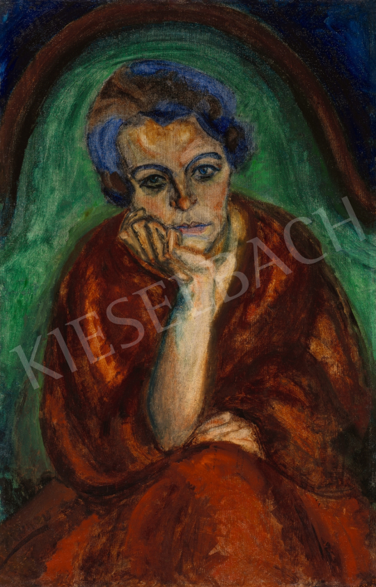  Galimberti Lanow Mária - Önarckép zöld fotelben | 66. Aukció aukció / 214 tétel