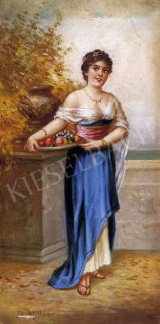 B. Müllner jelzéssel, 1900 körül - Hölgy gyümölcstállal | 5. Aukció aukció / 55c tétel