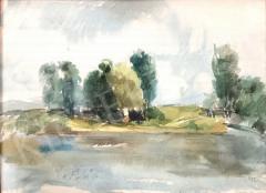 For sale  Tóth, Imre (Toth, Emanuel) - Waterfront Landscape 1955 's painting