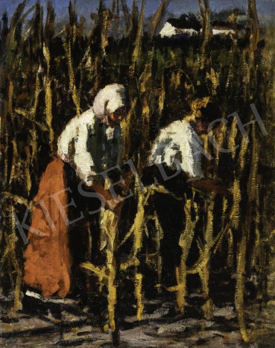 Koszta József - Kukoricatörés, 1910-es évek második fele festménye