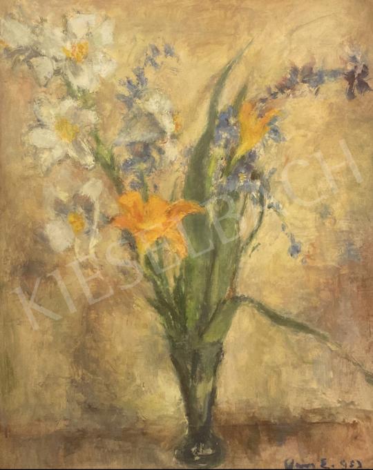 For sale Vass, Elemér - White and Fire Lily in a Vase, 1953 's painting