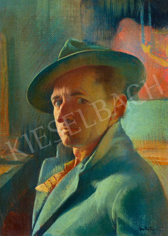 Eladó  Istókovits Kálmán - Kalapos önarckép, 1934 festménye
