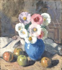 For sale Szalmás, Béla - Flower Still Life with Apples 1958 's painting