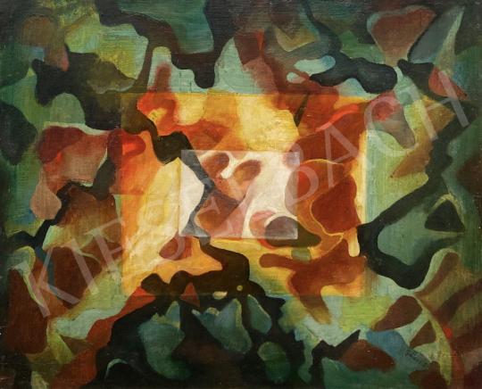 Eladó  Gábor Jenő - Zöld formák sárgával  festménye