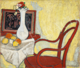 Galimberti Sándor - Enteriőr Thonet-székkel és és Gauguin-metszettel, 1908 körül 