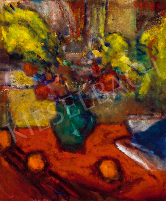  Czóbel Béla - Műtermi csendélet virággal, narancsokkal és tükörrel | 67. Aukció aukció / 56 tétel