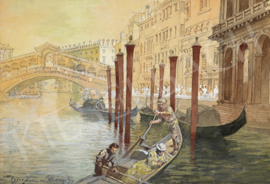  Háry, Gyula - Gondoliers at the Rialto Bridge (Venice) | 67th Auction auction / 73 Lot