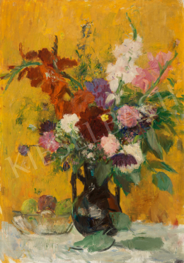  Iványi Grünwald, Béla - Bouquet of Flowers in a Yellow Salon 