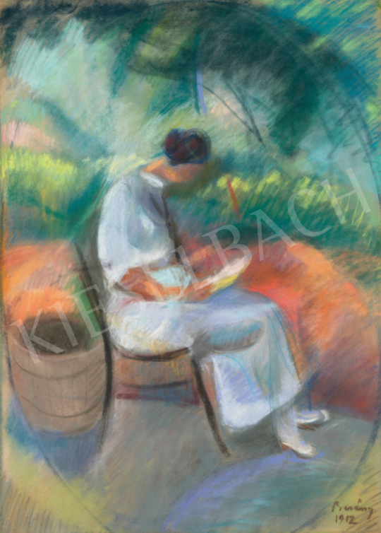 Berény, Róbert - Reading Woman in a Mansion Garden (The Artist's Wife, Léni), 1912 | 67th Auction auction / 104 Lot