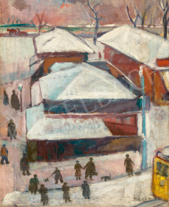  Pólya Tibor - Téli háztetők, 1910 körül | 67. Aukció aukció / 108 tétel