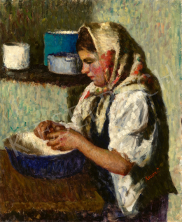  Koszta József - Fejkendős lány a konyhában 