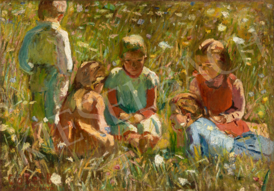  Czóbel Béla - Gyerekek a réten (Nagybánya), 1904 | 67. Aukció aukció / 148 tétel